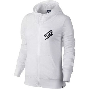 Nike Women’s White Long-Sleeve Full Zip Mesh Hoodie Jacket w/ Pocket Size Small